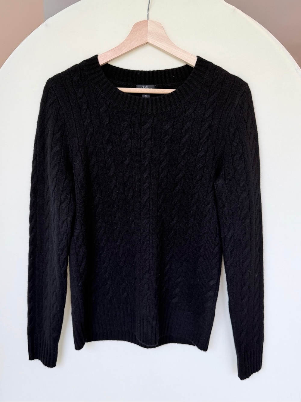 J.Crew 100% Cashmere Cableknit Crew Neck Sweater Black size S